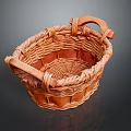 Rattan Handwoven Storage Basket With Wooden Handles For Daily Household Use