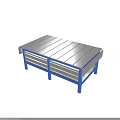 Metal Workshop Workbench With Blue Legs Multiple Drawers And Perforated Surface
