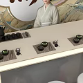 Traditional Tea Ceremony Interactive Zone With Mountain Art And Tea Table Setup