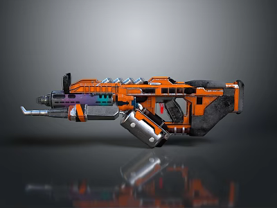 Orange Futuristic Sci Fi Weapon With Mechanical Structure And Sleek Design 3d model