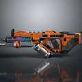 Orange Futuristic Sci Fi Weapon With Mechanical Structure And Sleek Design