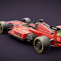 Red Formula Racing Car Model With Aerodynamic Body And Racing Wheels