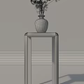 Decorative Ornament Set With White Vase Green Plants On Dark Wooden Side Table