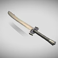 Detailed View Of Long Blade Weapon With Sharp Metal Edge And Sturdy Handle