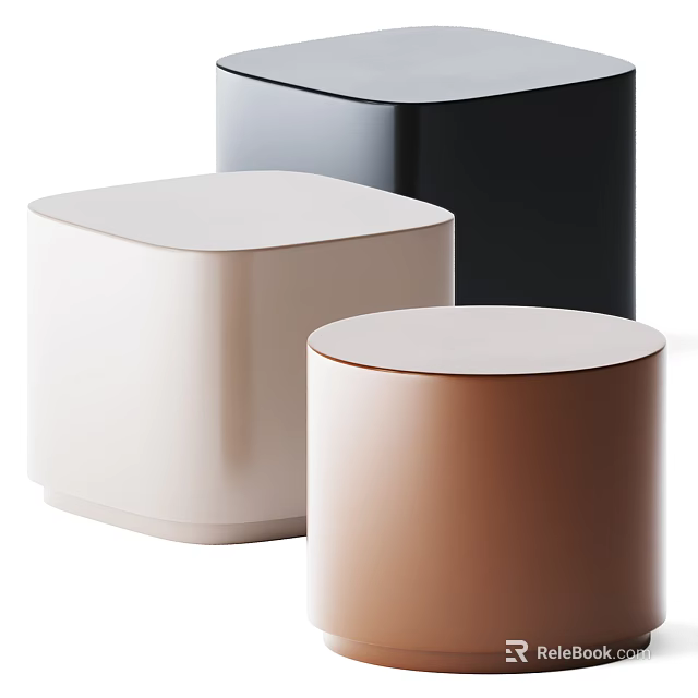 Modern Minimalist Side Tables In White Black And Brown For Home Decor 3d model 