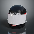 Black Weapon Helmet With Silver Visor Marlboro Logo And HANS Label