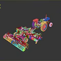 Red Industrial Tractor And Farm Implements Machinery For Agricultural Equipment Use
