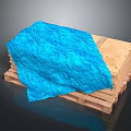 Stacked Wooden Stone Planks Covered With Blue Cloth On Dark Surface