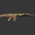 Orange And Black Tactical Rifle With Modern Design Barrel Stock And Magazine
