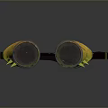Yellow Goggles With Black Strap Spiked Edges And Round Lenses Design