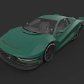 Green Modern Sports Car With Sleek Body And Sporty Rear Spoiler
