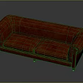 Vintage Style Red Leather Sofa With Tufted Design And Metal Legs