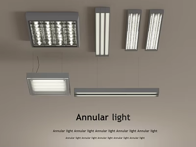 LED Grille Light With Linear Suspended And Downlight For Office School Commercial Lighting 3d model