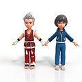 Two Cartoon Characters In Red And Blue Outfits Holding Hands