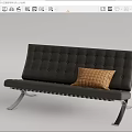 Brown and Gray Multi Person Sofa with Tufted Backrest Metal Frame and Throw Pillows 3d model