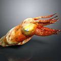 Vibrant 3D Rendered Squid With Orange Yellow Body Detailed Tentacles And Prominent Eyes