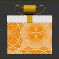 Decorative Gift Box With Orange Slice Pattern White Top And Yellow Ribbon Bow
