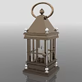 Classic Metal Candle Lantern With Glass Panels Top Ring And Decorative Base