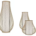 Wooden Textured Decorative Lamps In Various Sizes With Warm Light For Outdoor Use