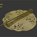 Vintage Green And Brown Metal Hardware Tool On Perforated White Plate