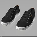 Black Lace Up Casual Sneakers With White Soles And Orange Accents Stylish Design