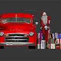 Red Vintage Truck With Santa Claus Colorful Gifts And Coca Cola Branding