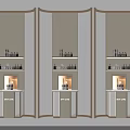 Modern Display Shelves With Gold Frame And Tiered Storage For Decorative Items 3d model