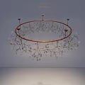 Elegant Circular Frame Chandelier with Branch Like Design and Transparent Crystal Decorations