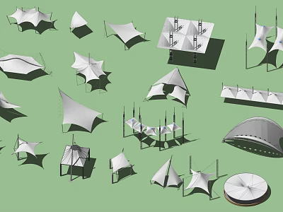 Tensile Membrane Architectural Structures With Diverse Shapes And Modern Designs 3d model