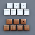 Modern White and Brown Switch Panels with Socket and Switch Combinations for Home Use 3d model