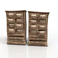 Pair of Vintage Wooden Chests of Drawers With Multiple Drawers And Metal Handles