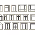 window combination villa window curved window line side casement window 3d model
