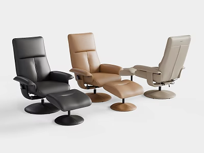Modern Office Chairs In Black Brown And Beige Leather With Contemporary Design 3d model