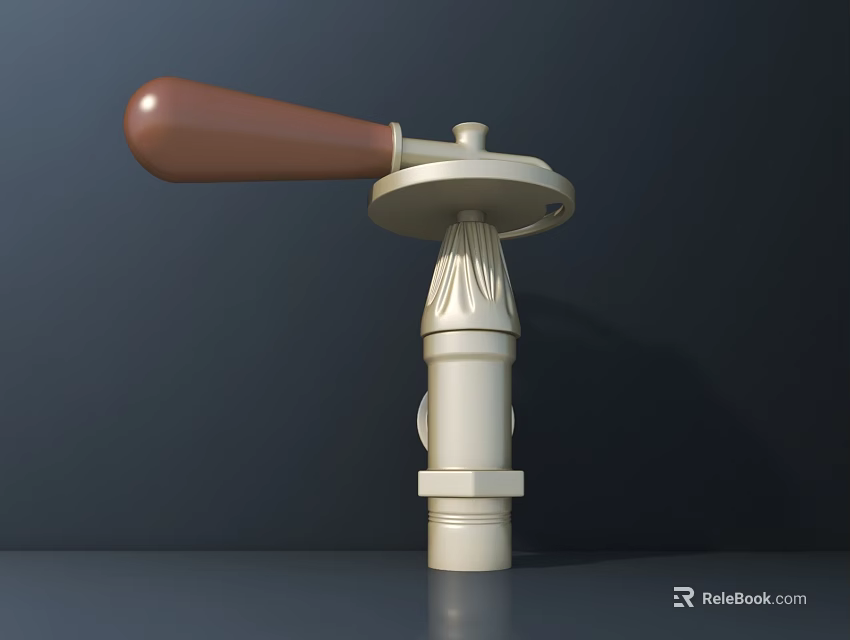 Beige Industrial Column With Brown Handle And Circular Top Structure 3d model 