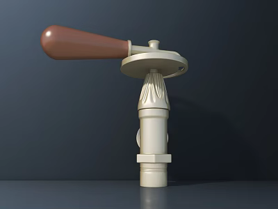 Beige Industrial Column With Brown Handle And Circular Top Structure 3d model