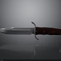 Tactical Weapon Knife With Silver Blade Dark Red Handle And Metal Rivets
