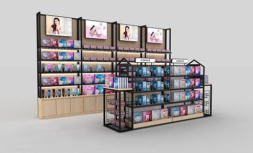 Tiezhong Island and Back Cabinet Combination Display Store Counter Display 3d model