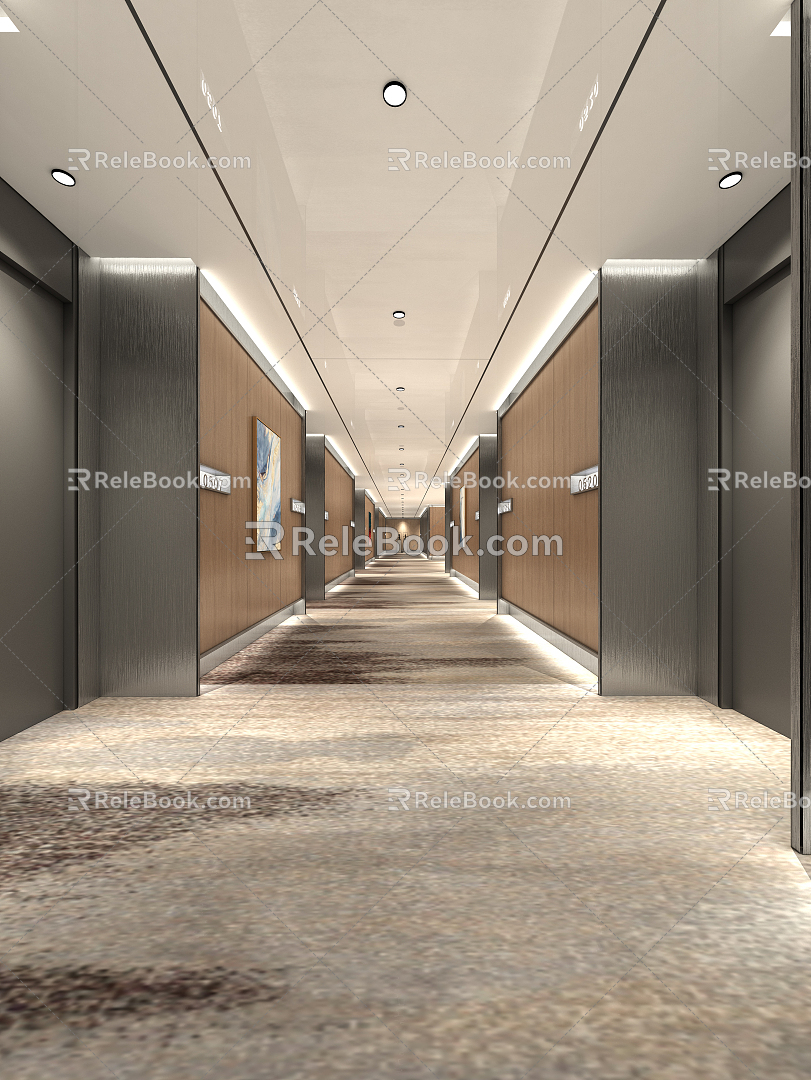 Modern Away Hotel Corridor 3d model