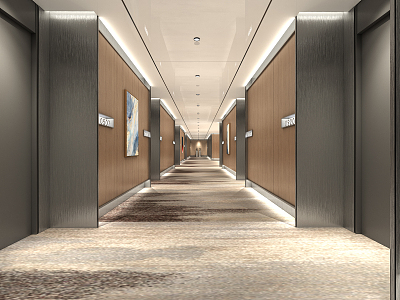 Modern Away Hotel Corridor 3d model