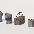 Stylish Collection of Different Bags Featuring Blue Backpack Gray Tote Brown Duffel and Gray Clutch