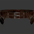 Brown Leather Belt With Metal Buckle And Adjustable Straps And Loops