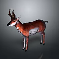 Red White Deer 3D Model Sculpture with Antlers on Gray Background 3d model