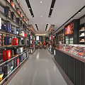 Spacious Tobacco and Alcohol Store Interior with Shelves Displaying Various Liquor and Tobacco Products
