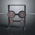 Black Weight Rack With Barbell And Red Black Weight Plates Storage