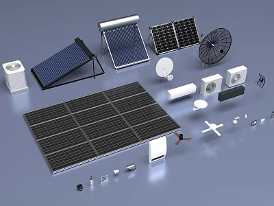 Public Facilities Equipped With Solar Panels Water Heaters And Energy Saving Devices 3d model