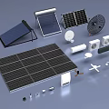 Public Facilities Equipped With Solar Panels Water Heaters And Energy Saving Devices 3d model