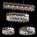 Modern Multi Tiered Crystal Chandeliers With Metal Rings And Hanging Lighting Design
