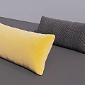 Yellow and Dark Gray Decorative Pillows with Woven Texture on Gray Surface 3d model