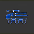 3D Model Robot Vehicle With Blue Black Mechanical Design And Multiple Wheels