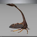 Interesting Insect With Long Tail Patterned Wings And Orange Legs On Dark Background 3d model